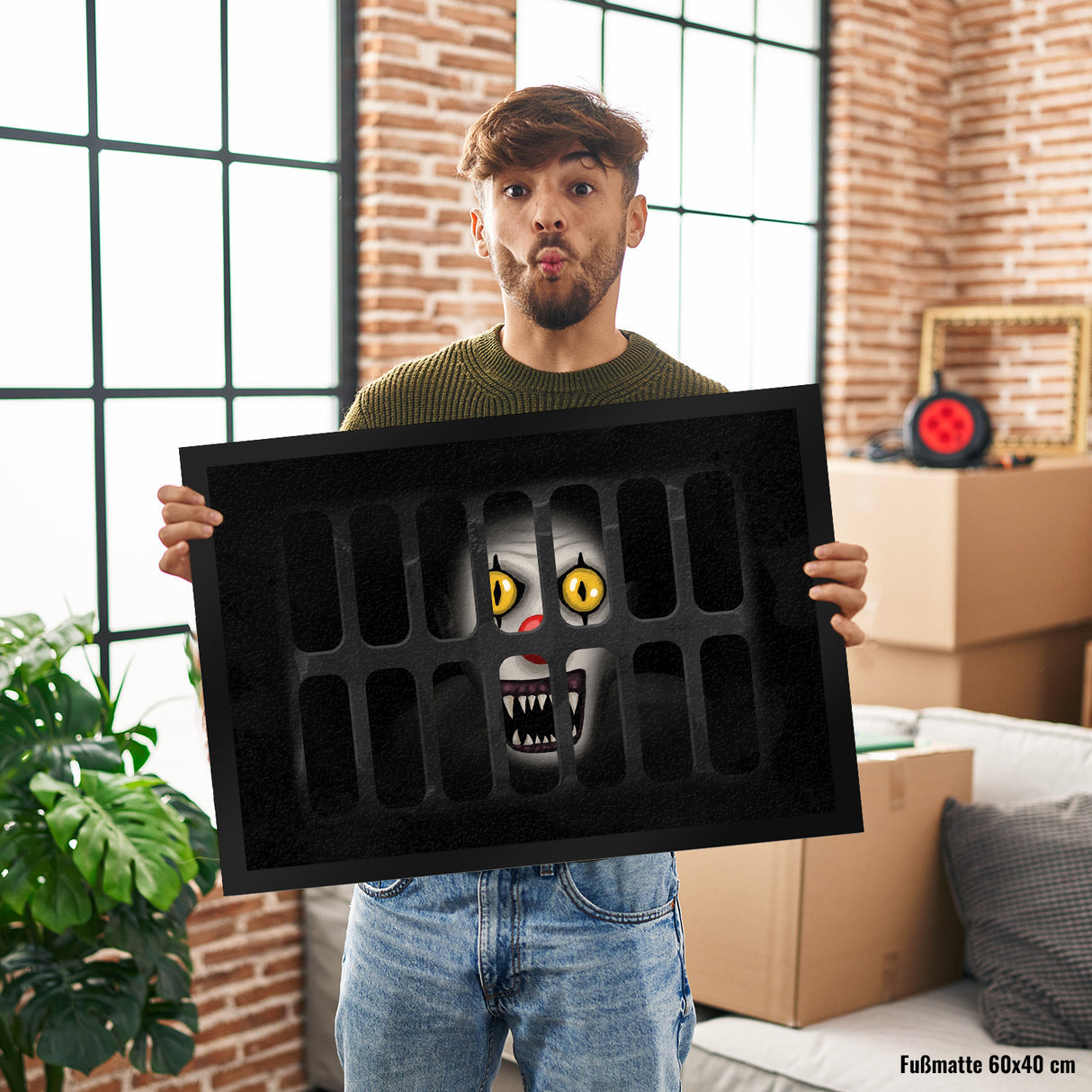 Schachtdeckel Horror Halloween Fußmatte mit Clownmotiv