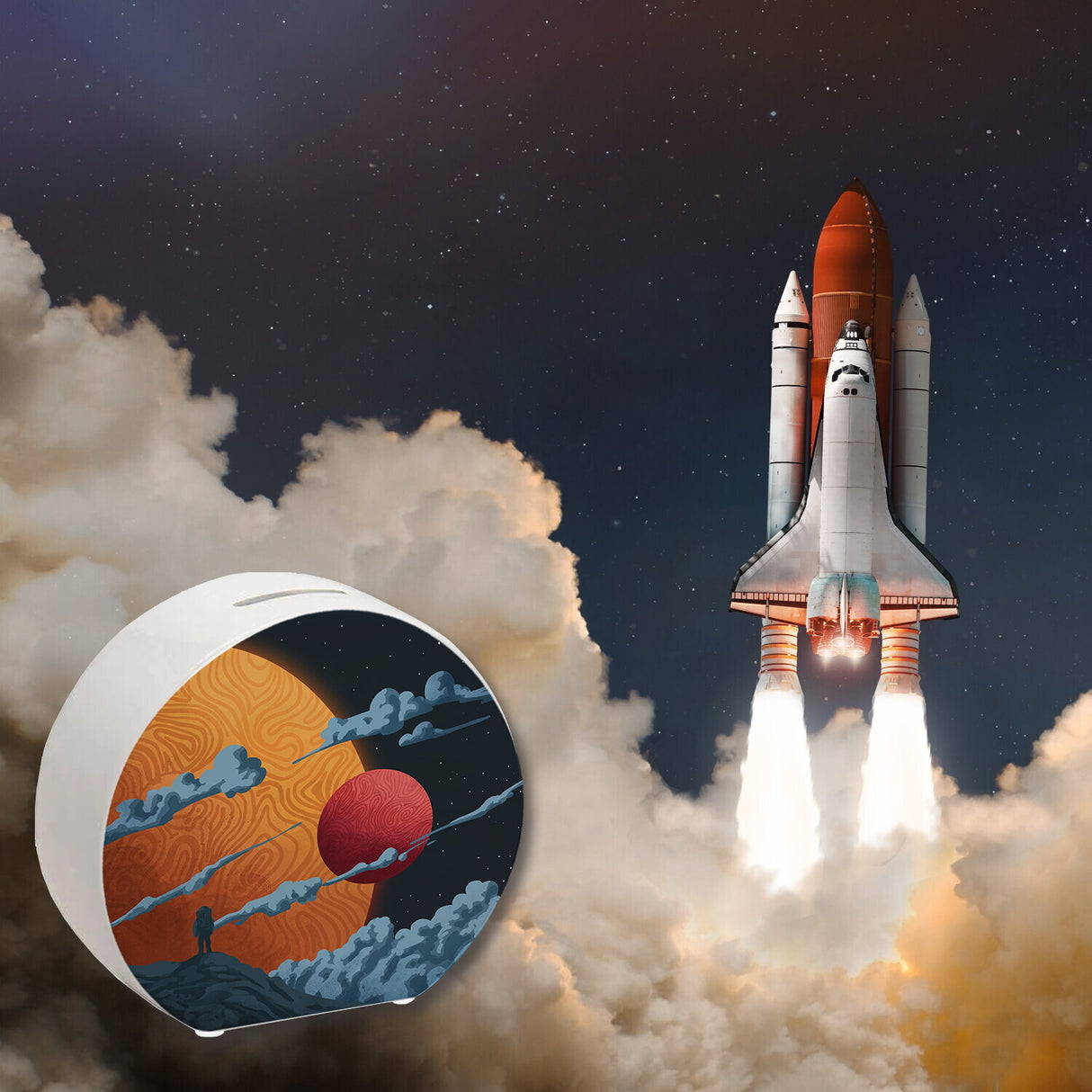 Science-Fiction Motiv Planeten Spardose