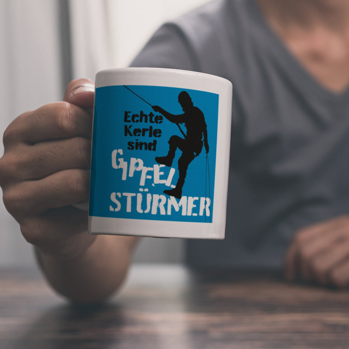 Echte Kerle sind Gipfelstürmer Kaffeebecher für Kletterer