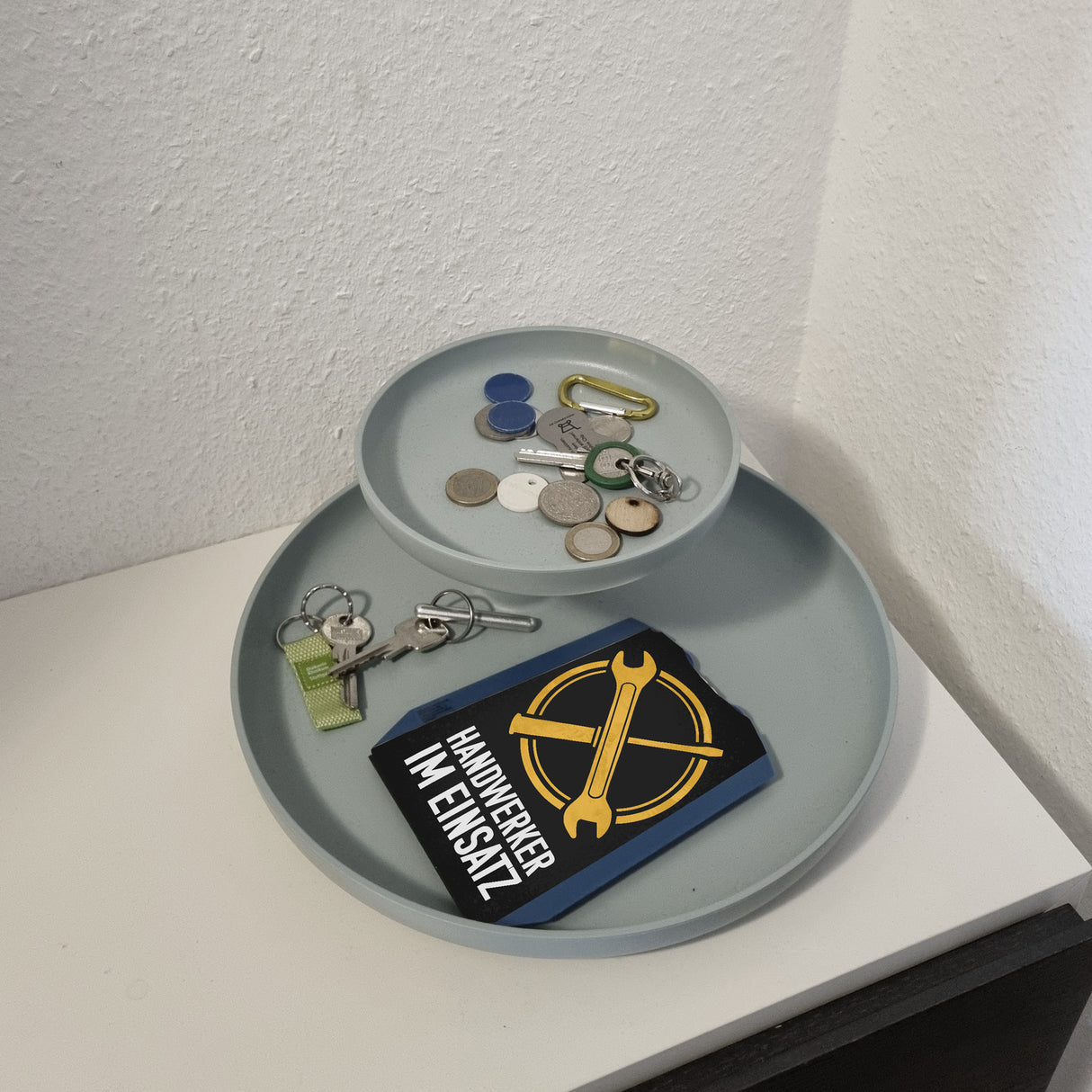 Handwerkereinsatz Parkscheibe mit 2 Einkaufswagenchips