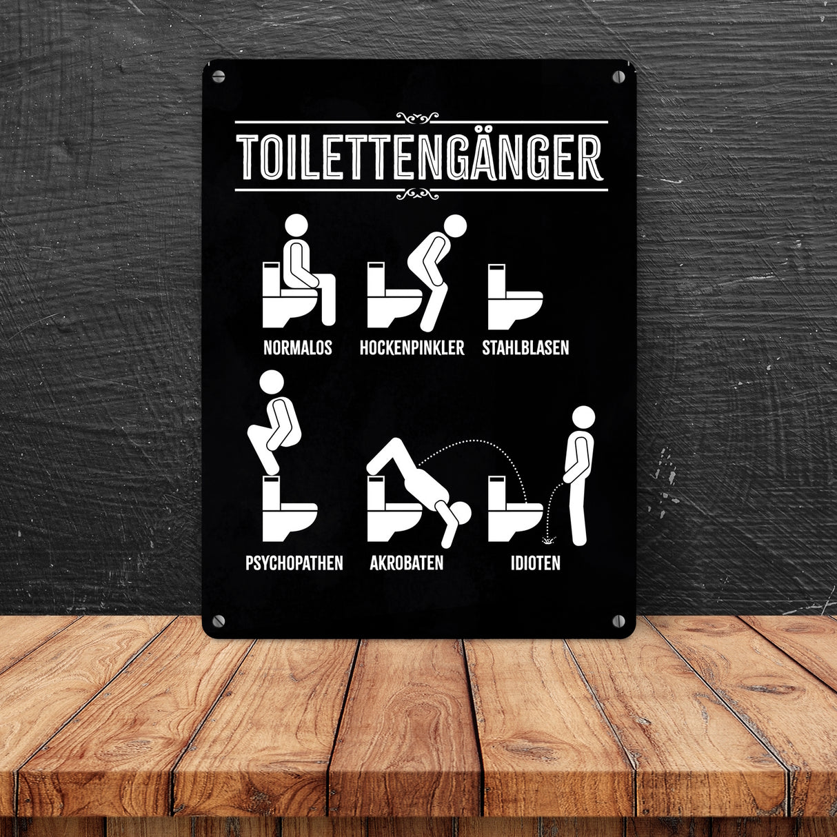 Toilettengänger Metallschild mit witzigem Motiv