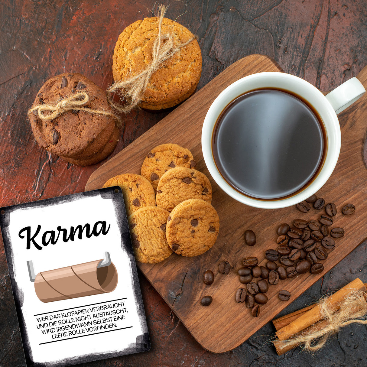 Karma für aufgebrauchtes Klopapier Metallschild