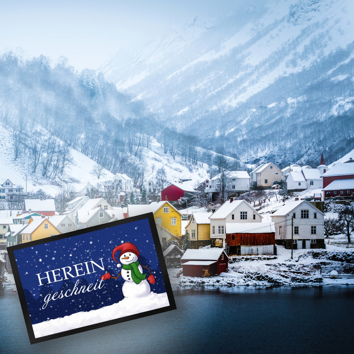 Hereingeschneit Schneemann Fußmatte
