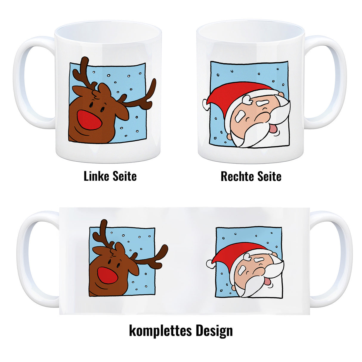 Rentier & Weihnachtsmann Kaffeebecher