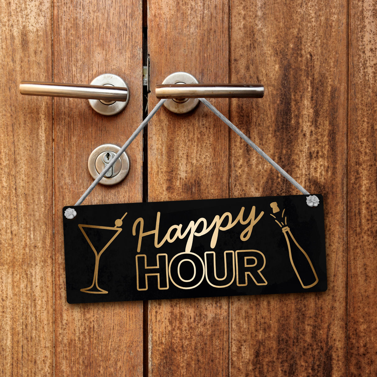 Happy Hour Wendeschild mit Kordel