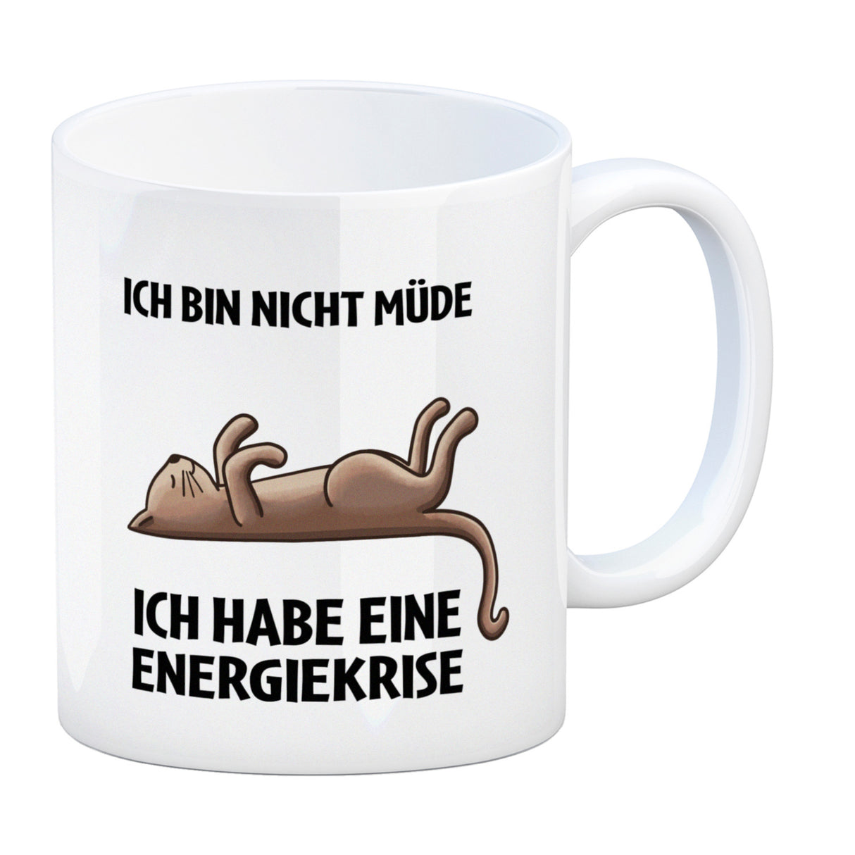 Bin nicht müde ich habe eine Energiekrise Katze Kaffeebecher
