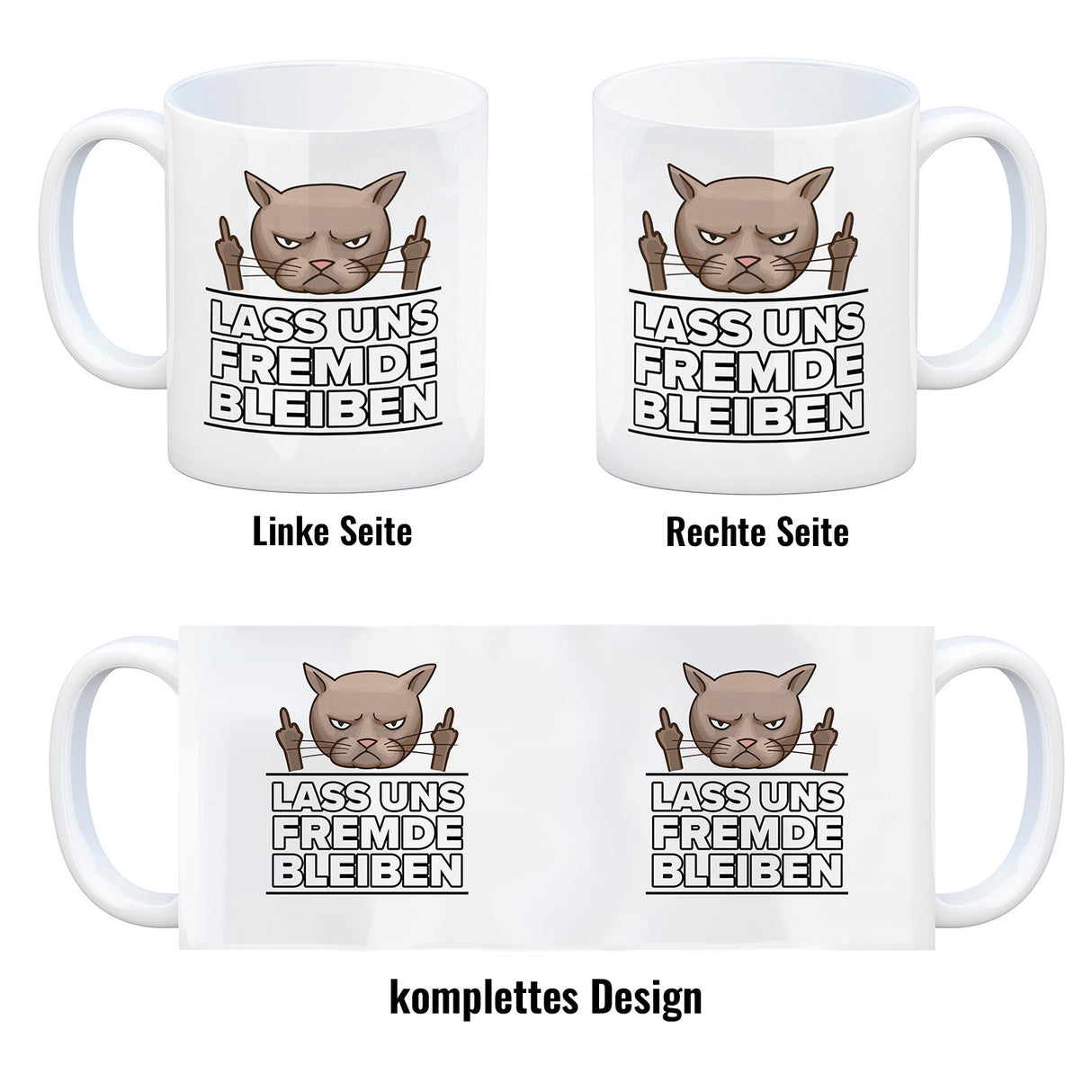 Lass uns Fremde bleiben mit Katze Kaffeebecher