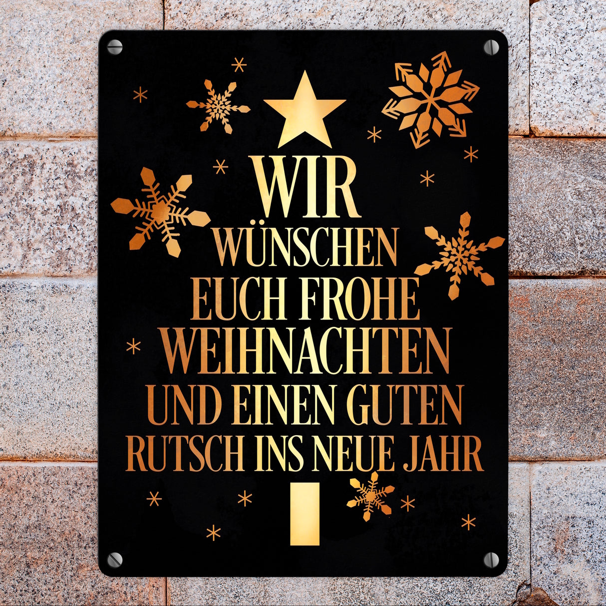 Frohe Weihnachten & einen guten Rutsch Christbaum Metallschild
