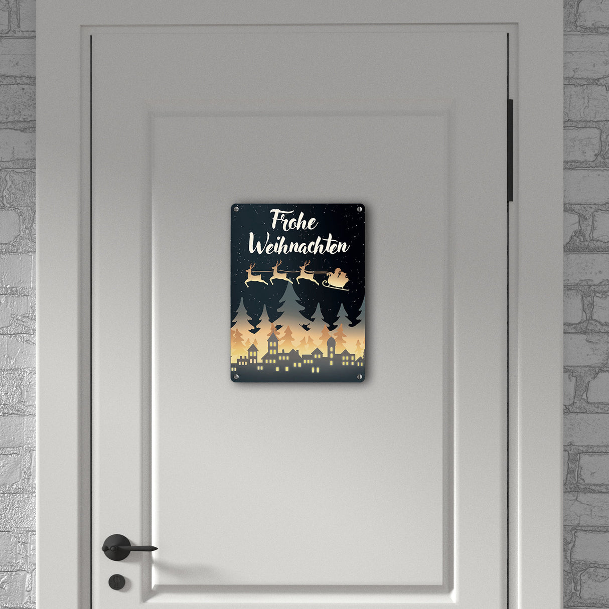 Frohe Weihnachten Skyline Metallschild