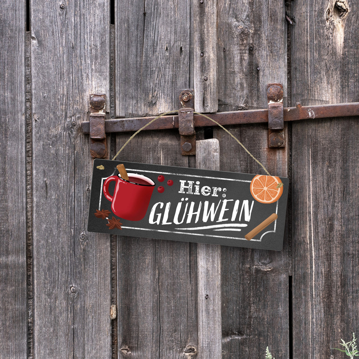 Hier: Glühwein Metallschild