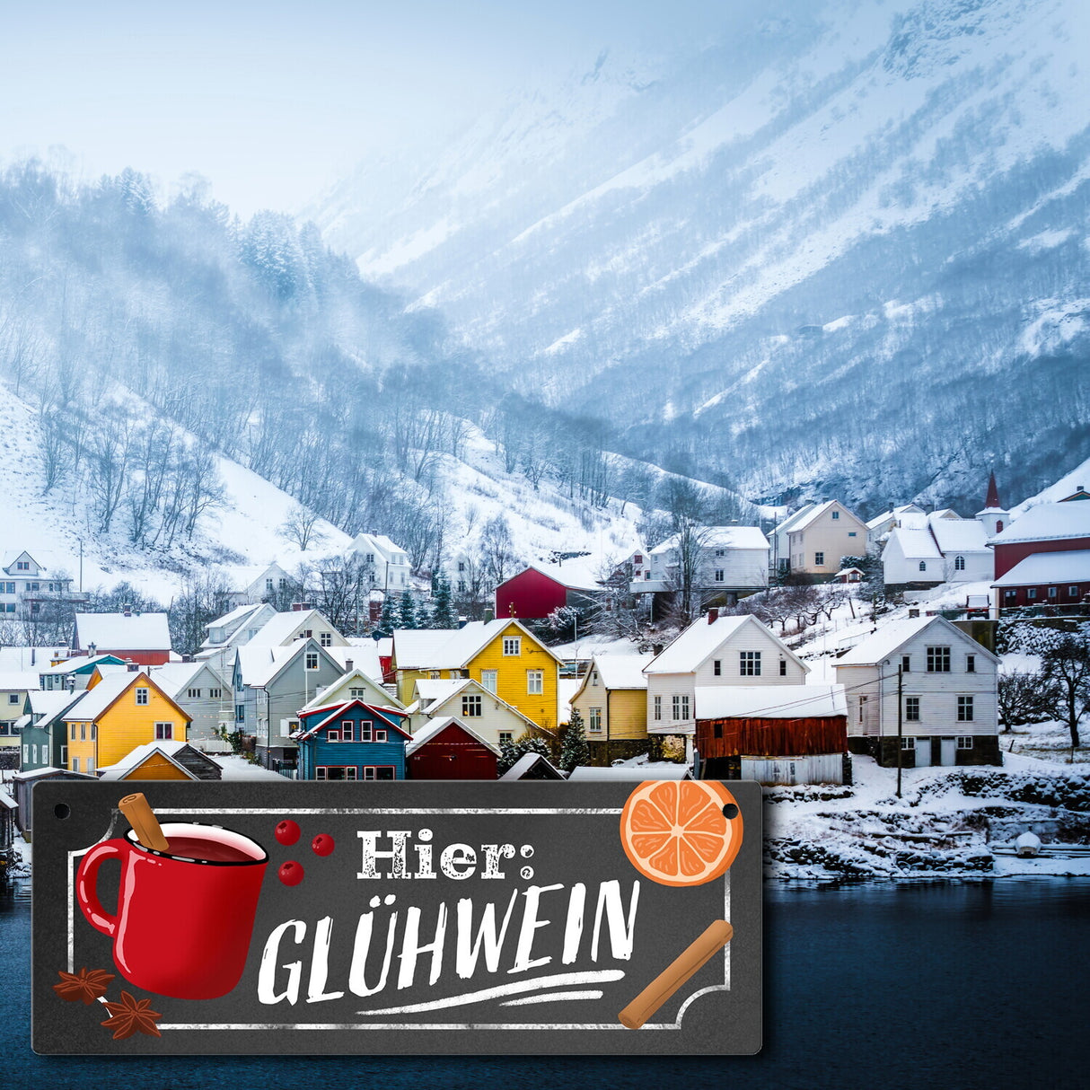 Hier: Glühwein Metallschild