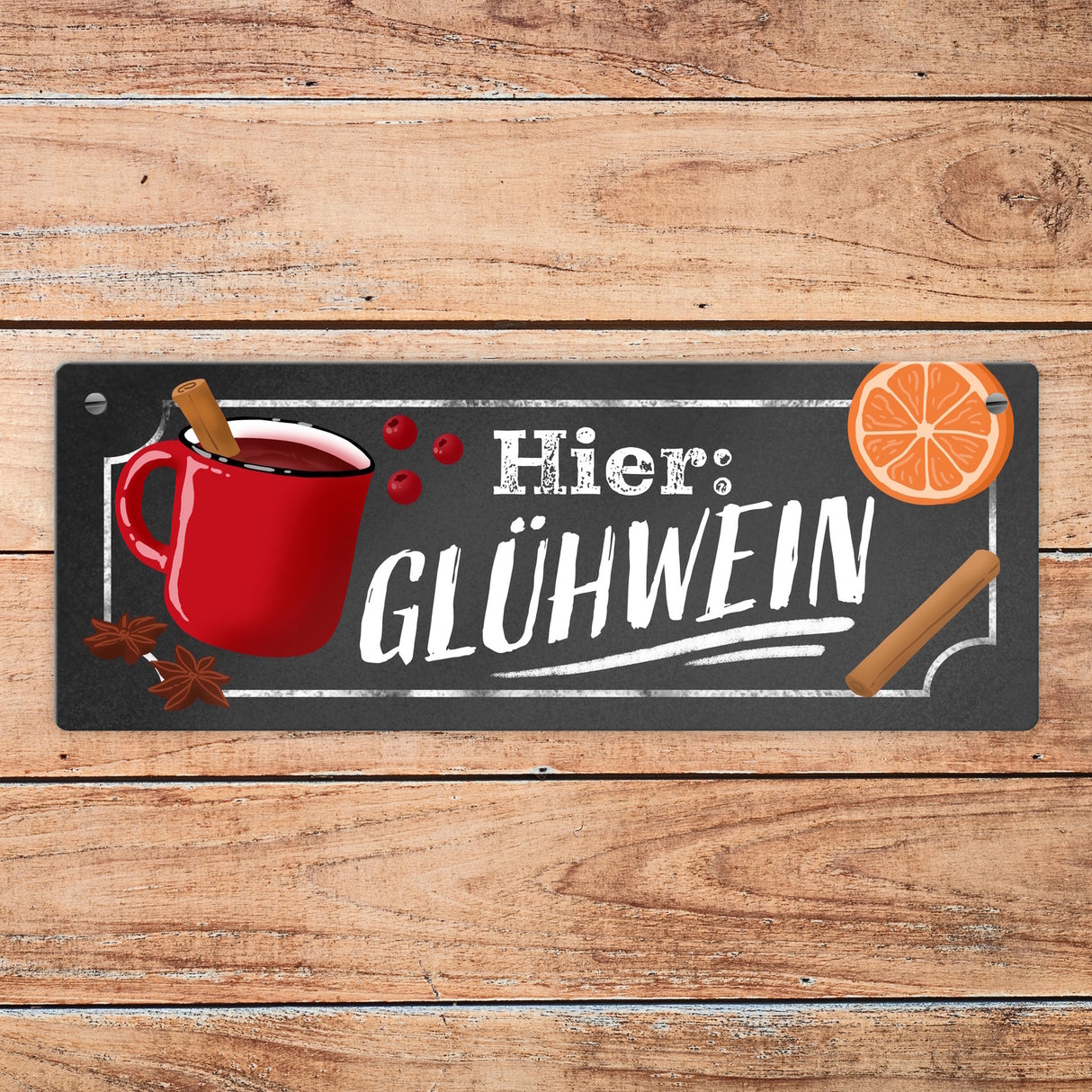 Hier: Glühwein Metallschild