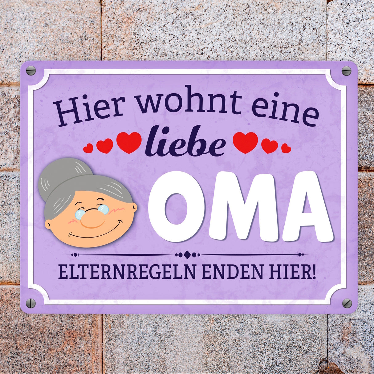 Hier wohnt eine liebe Oma Metallschild