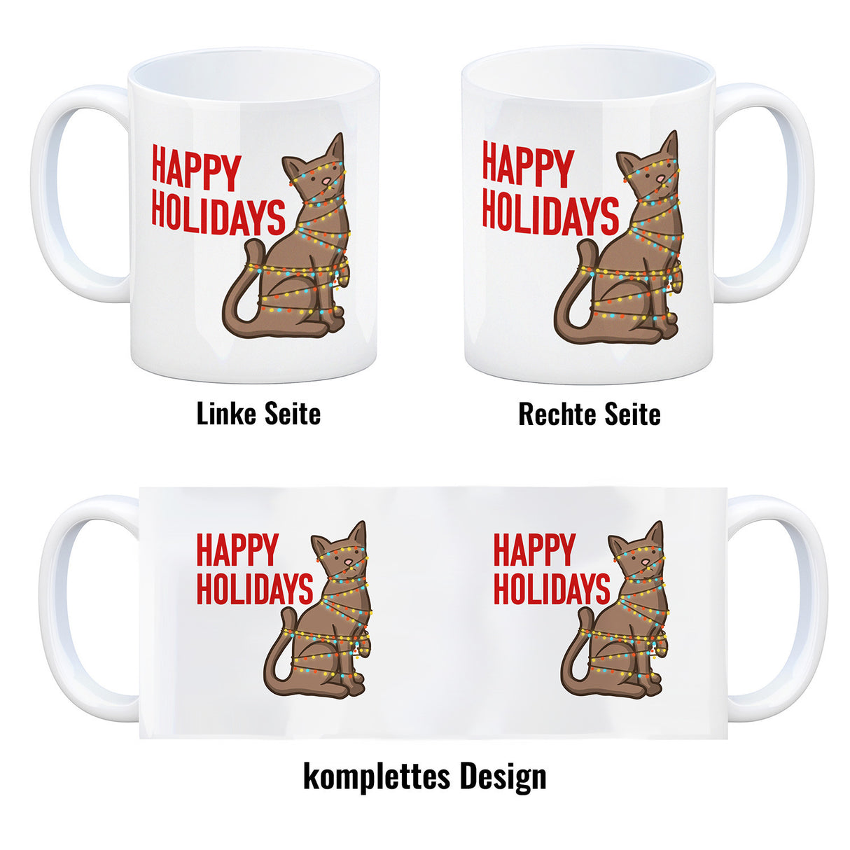 Happy Holidays Weihnachtskatze Kaffeebecher