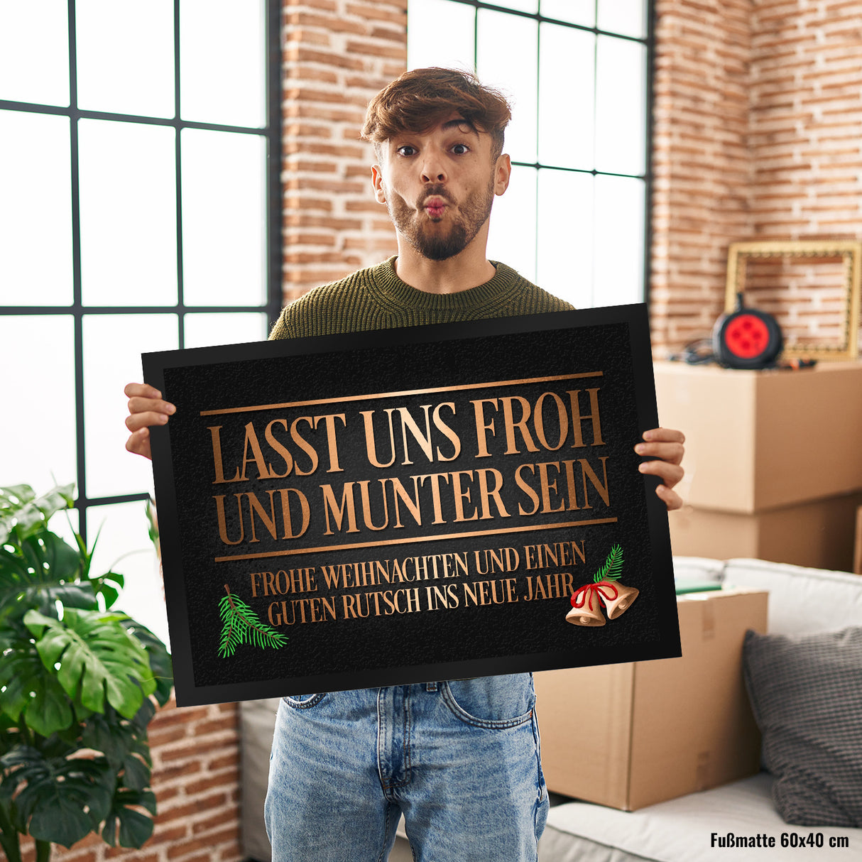 Lasst uns froh und munter sein Weihnachten Fußmatte