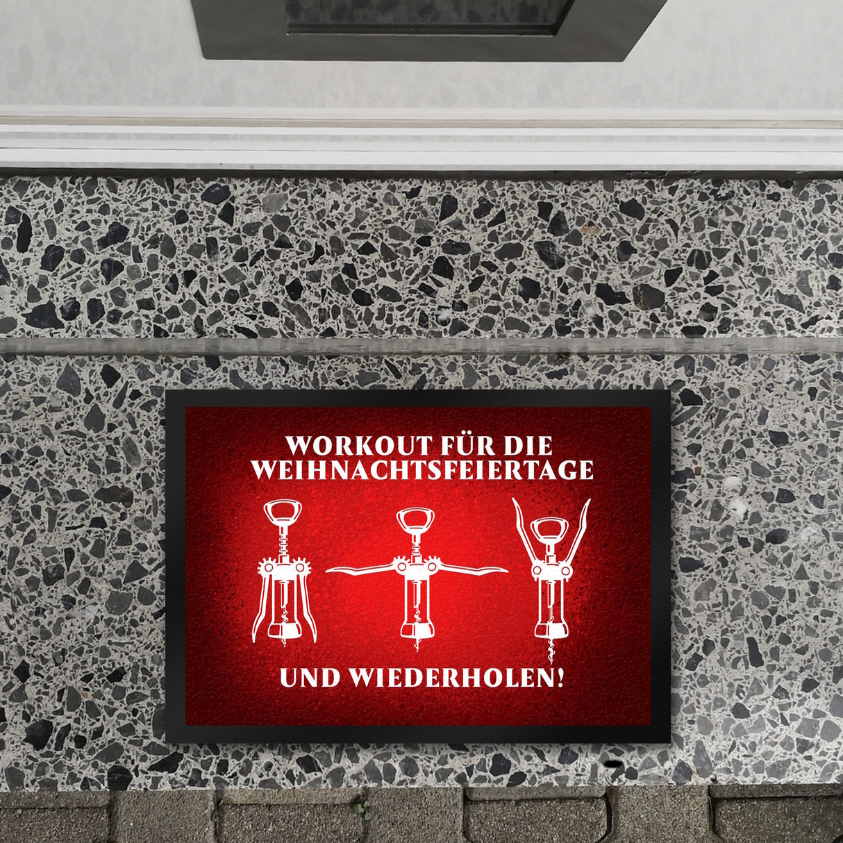 Weihnachtsfeiertage Wein Workout mit Korkenzieher Fußmatte