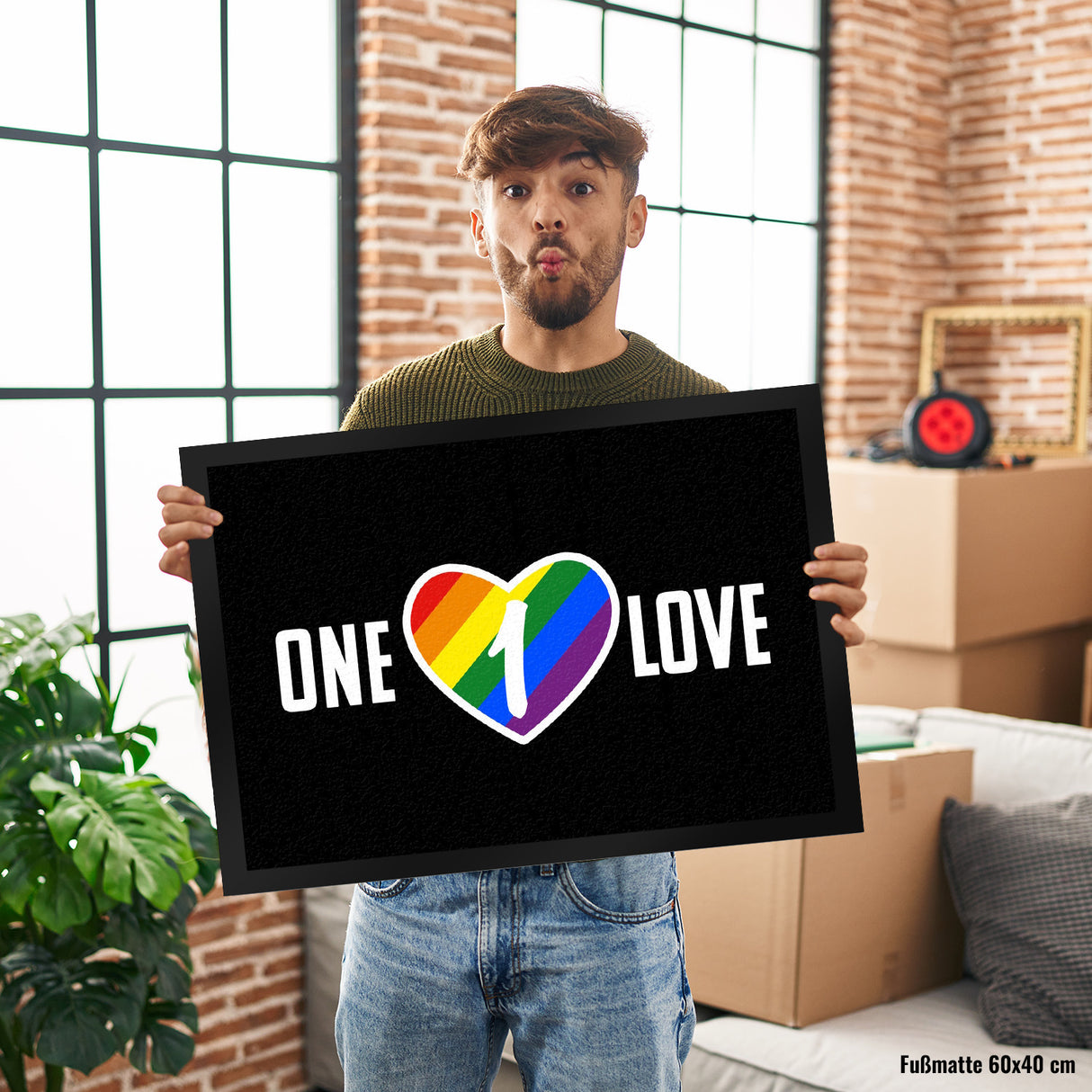 One Love Regenbogen Fußmatte