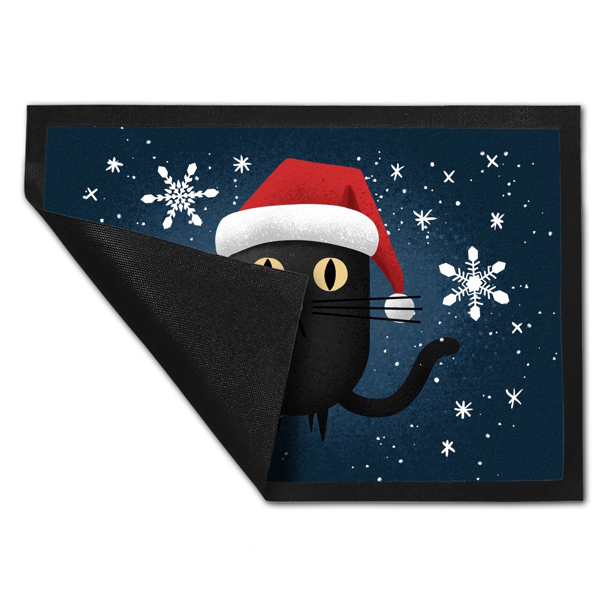 Katze mit Nikolausmütze Fußmatte
