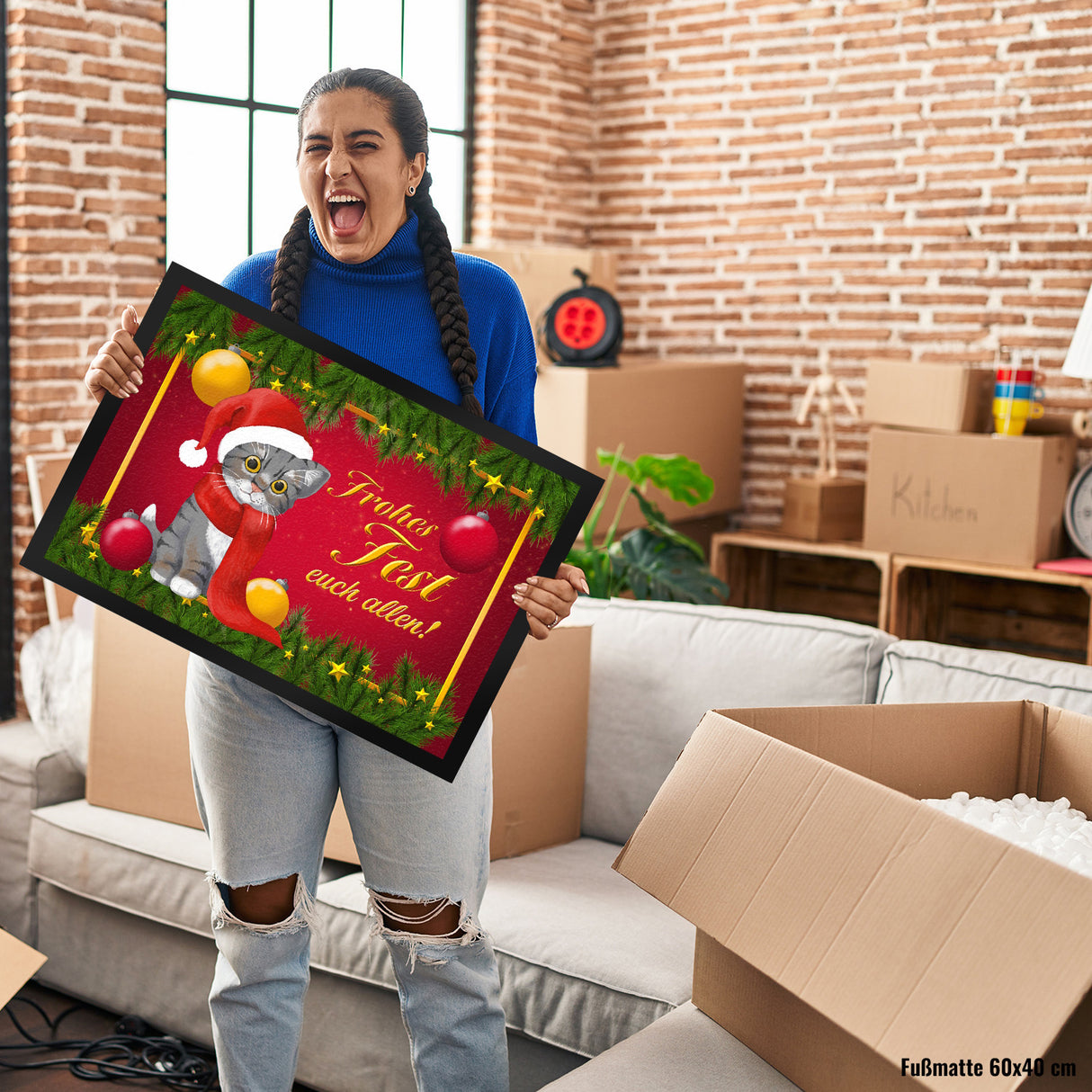 Frohes Fest Katze Fußmatte zu Weihnachten