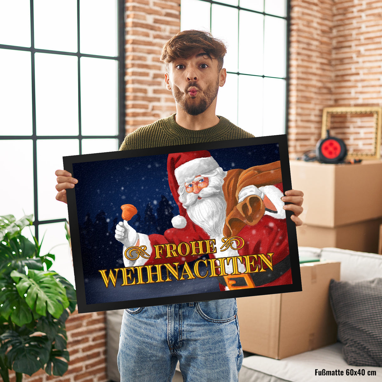 Frohe Weihnachten mit Weihnachtsmann Fußmatte