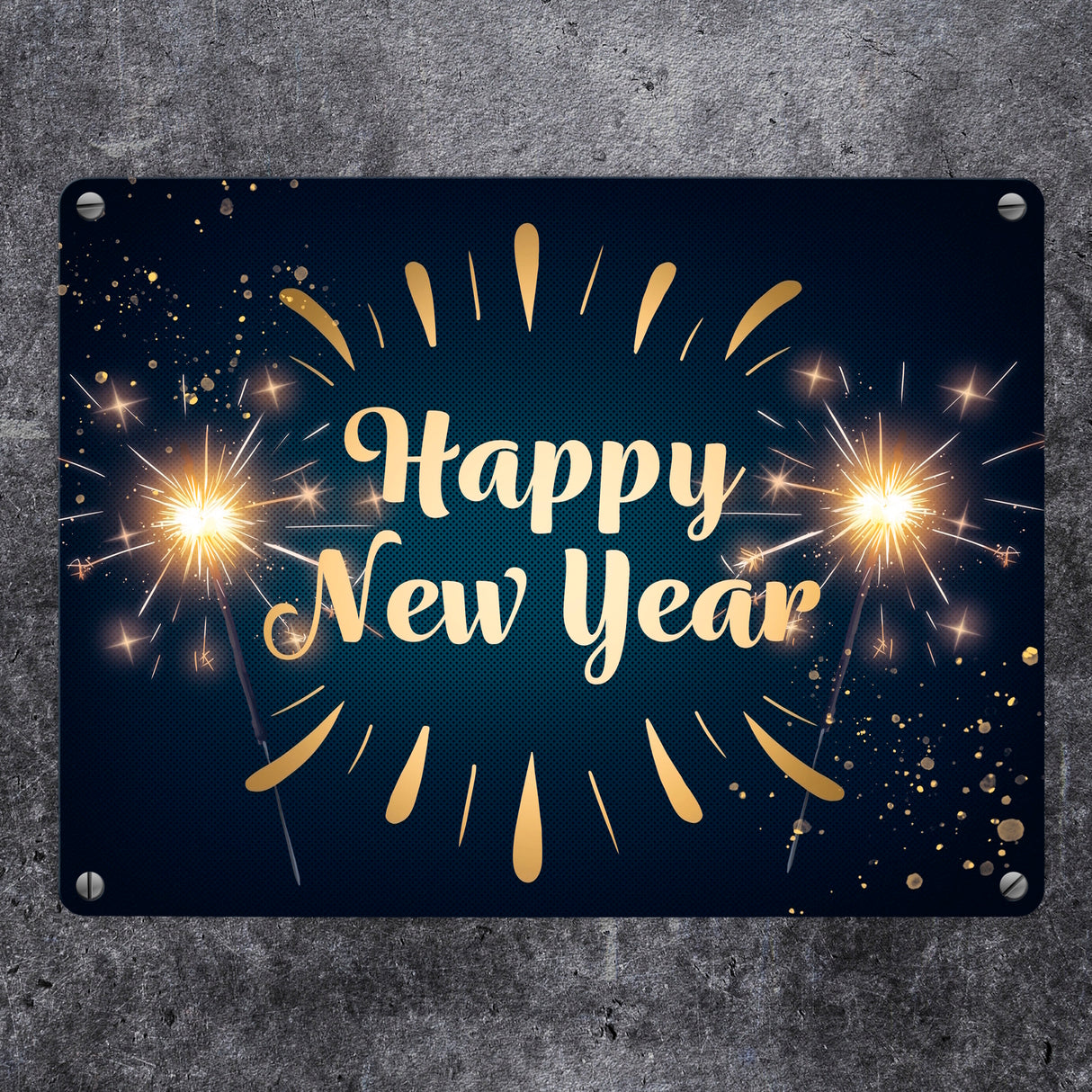 Wunderkerzen Happy New Year Metallschild