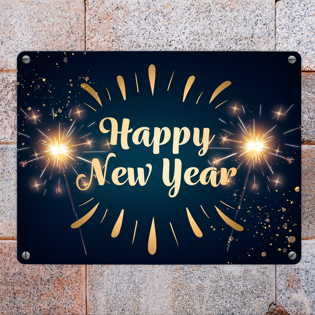 Wunderkerzen Happy New Year Metallschild
