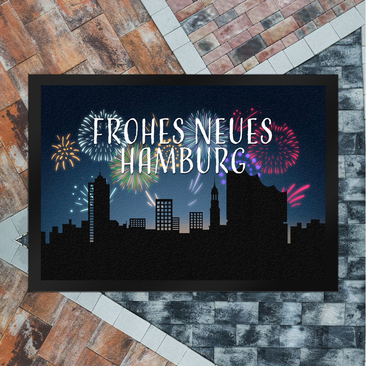Frohes Neues Hamburg Fußmatte