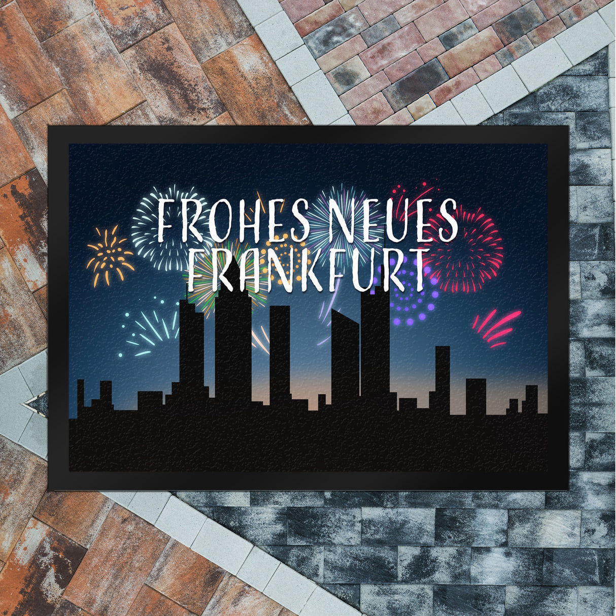 Frohes Neues Frankfurt Fußmatte in 35x50 cm
