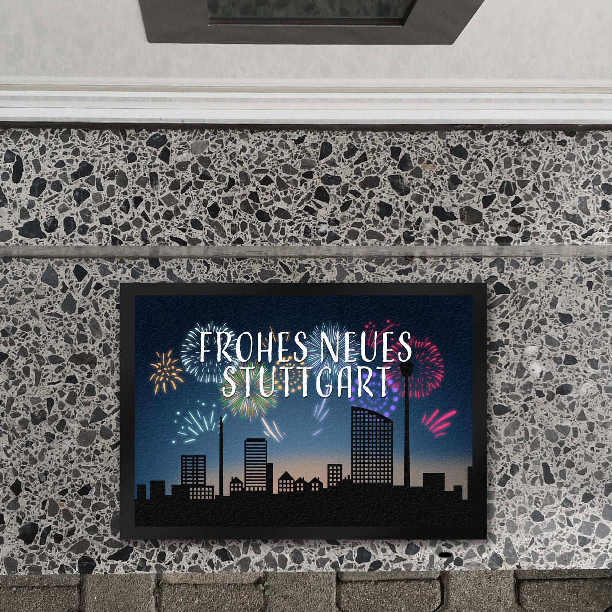 Frohes Neues Stuttgart Fußmatte in 35x50 cm