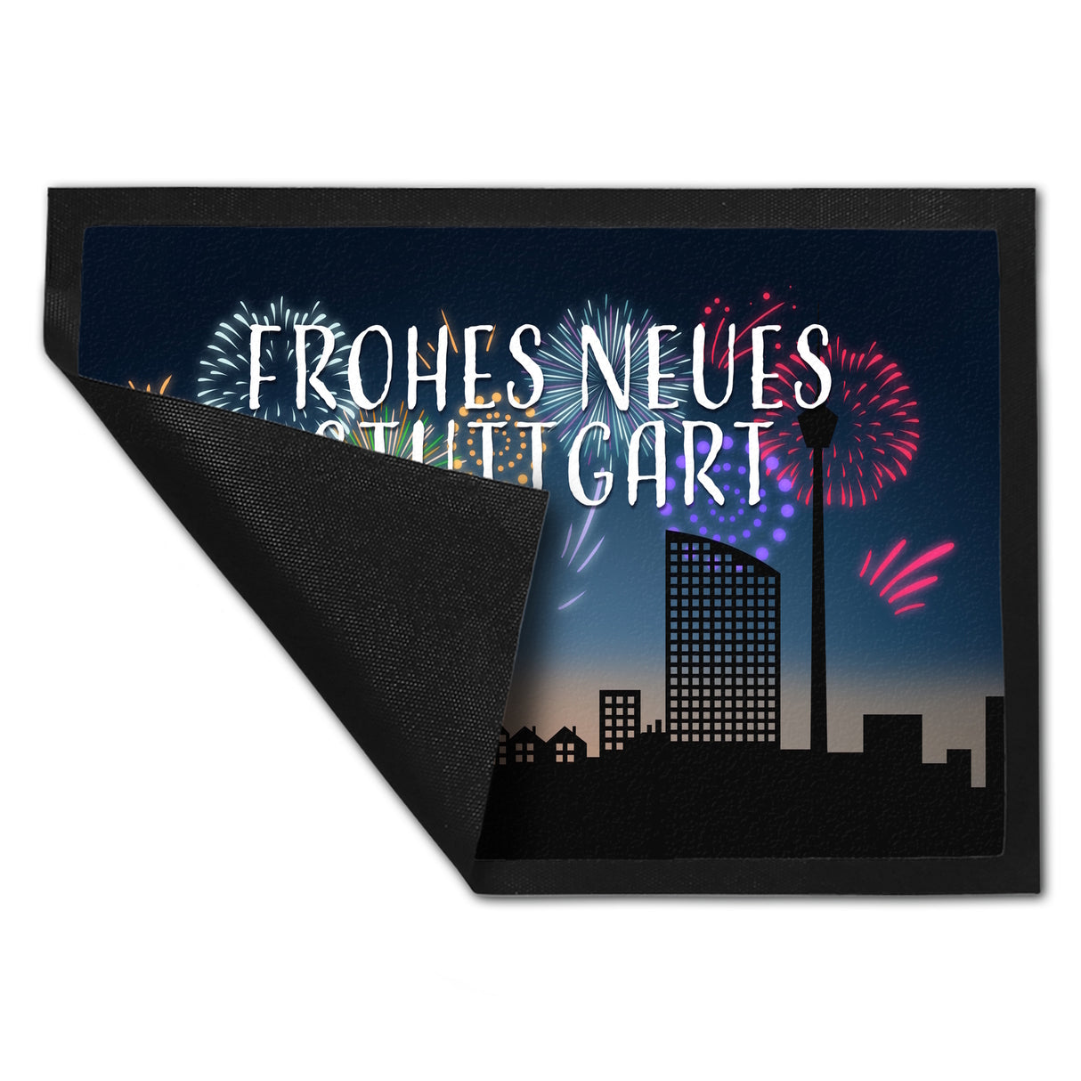 Frohes Neues Stuttgart Fußmatte in 35x50 cm