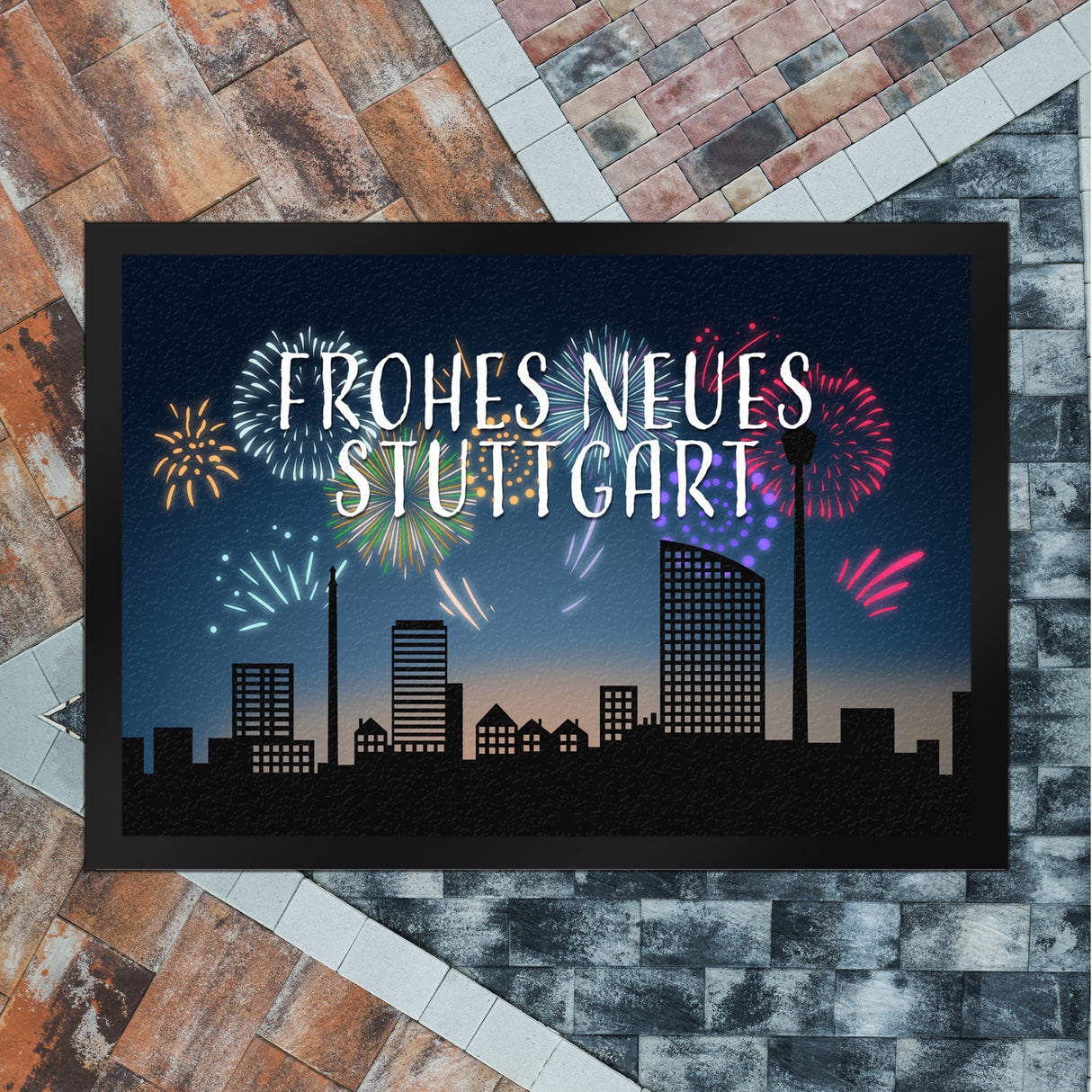Frohes Neues Stuttgart Fußmatte in 35x50 cm
