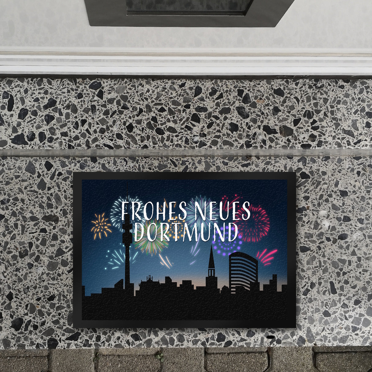 Frohes Neues Dortmund Fußmatte in 35x50 cm
