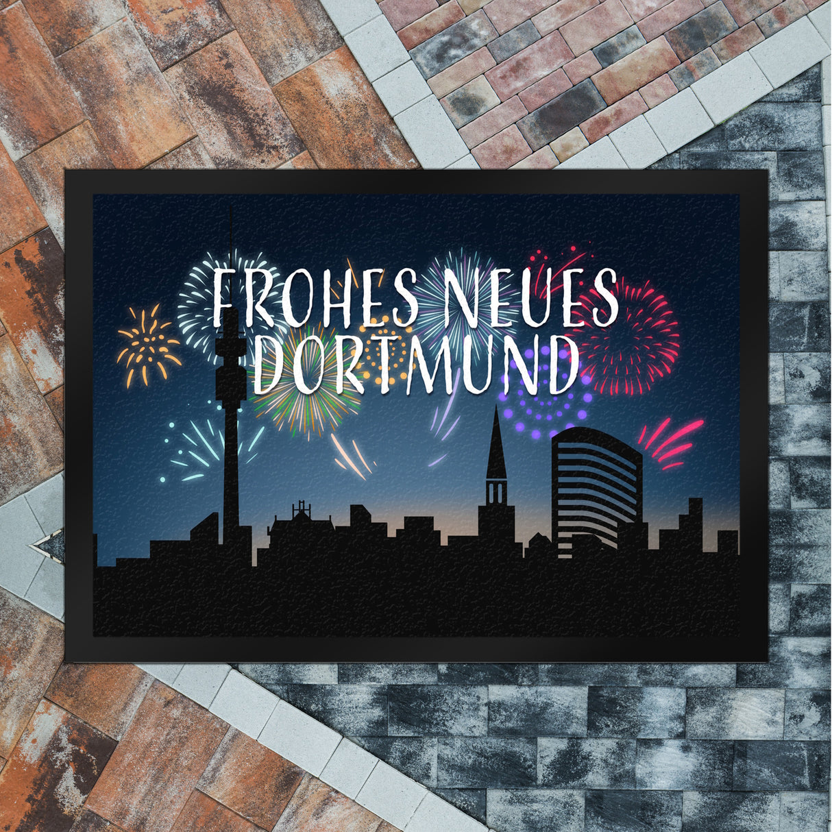 Frohes Neues Dortmund Fußmatte in 35x50 cm