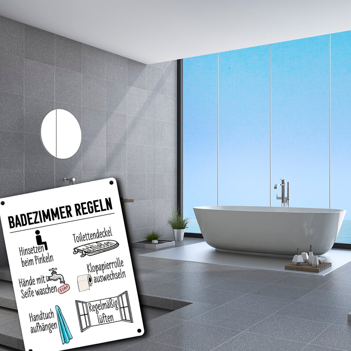 Badezimmer Regeln für ein hygienischeres Bad Metallschild