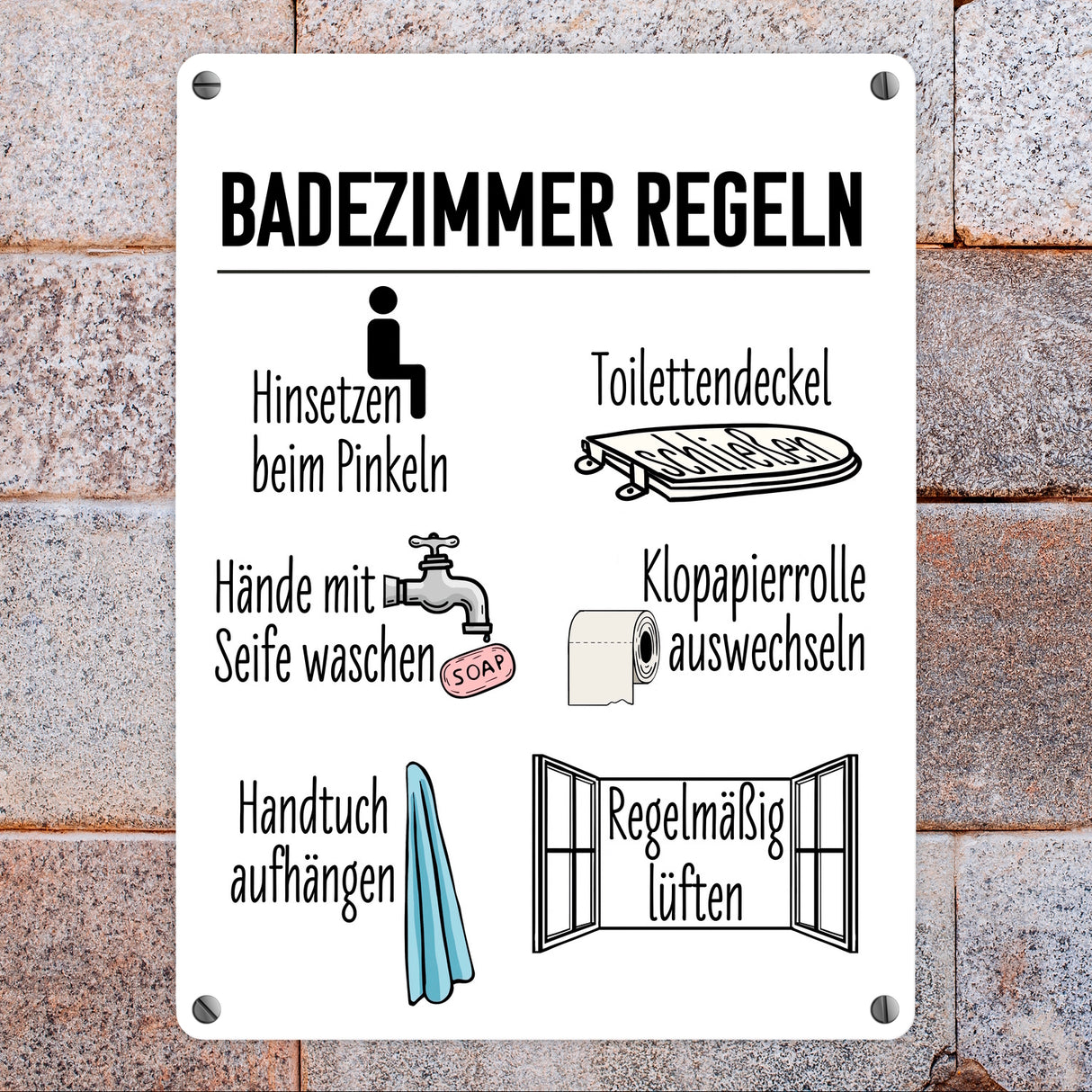 Badezimmer Regeln für ein hygienischeres Bad Metallschild