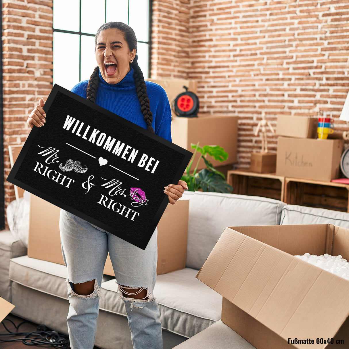Willkommen bei Mr. Right & Mrs. always Right Fußmatte