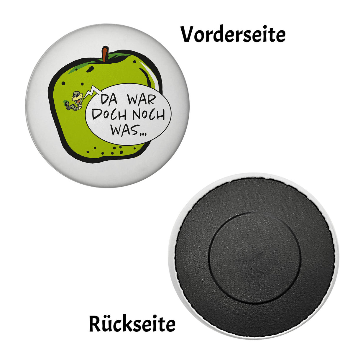 Wurm im Apfel Notizzettel Magnet mit weißem Hintergrund