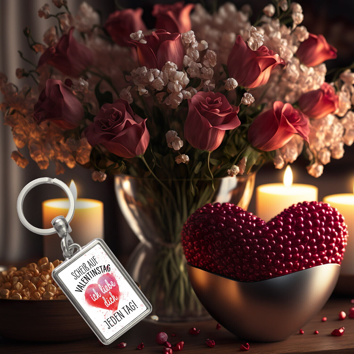 Scheiß auf Valentinstag ich liebe dich jeden Tag Schlüsselanhänger