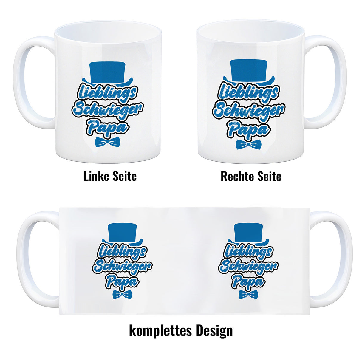 Lieblingsschwiegerpapa Kaffeebecher - Mit Zylinder und Fliege als Geburtstagsgeschenk