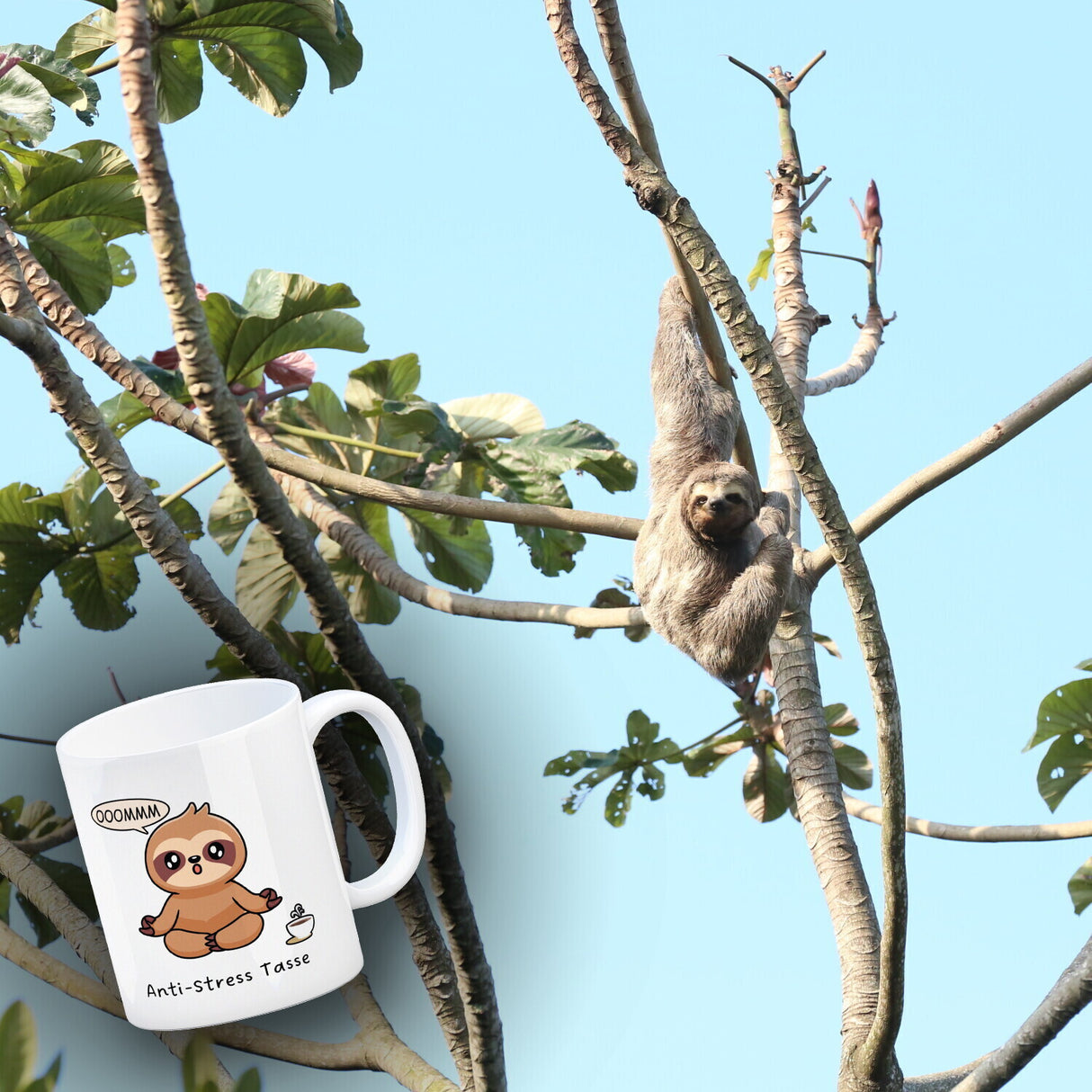 Anti Stress Faultier Kaffeebecher