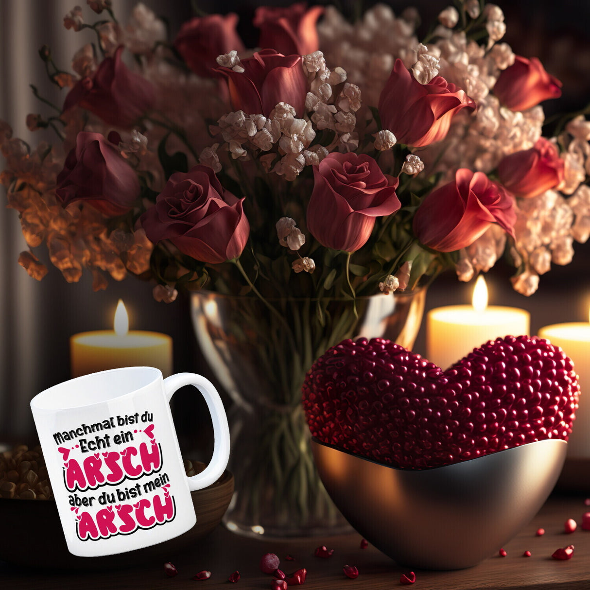 Manchmal bist du echt ein Arsch Kaffeebecher mit Spruch zum Valentinstag