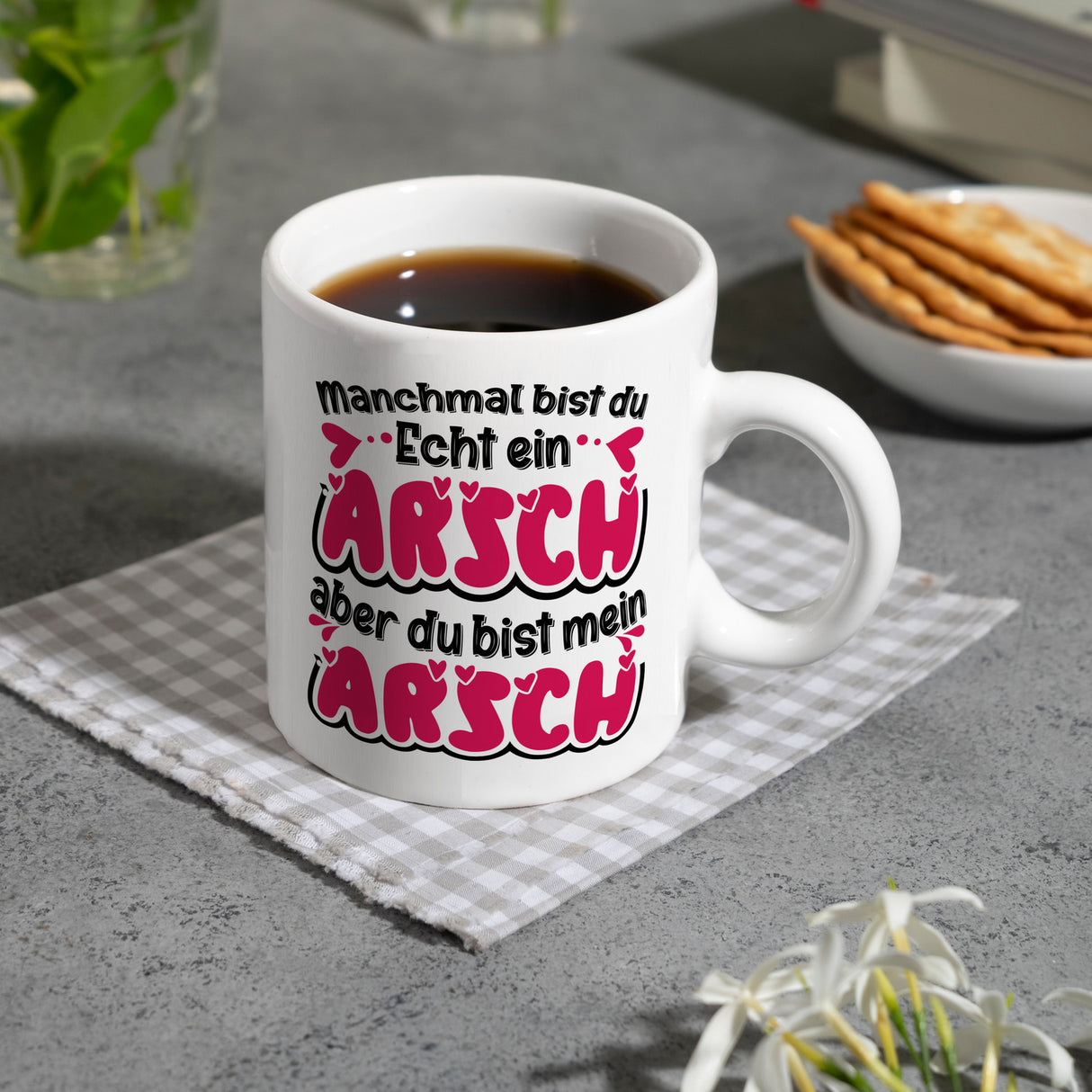 Manchmal bist du echt ein Arsch Kaffeebecher mit Spruch zum Valentinstag