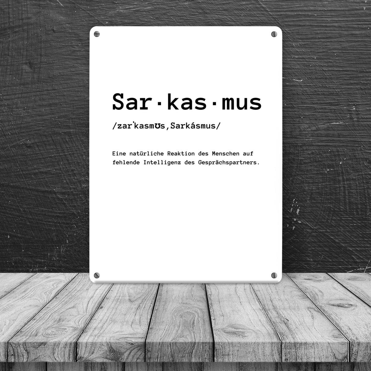 Sarkasmus Definiton Metallschild in 15x20 cm mit Spruch