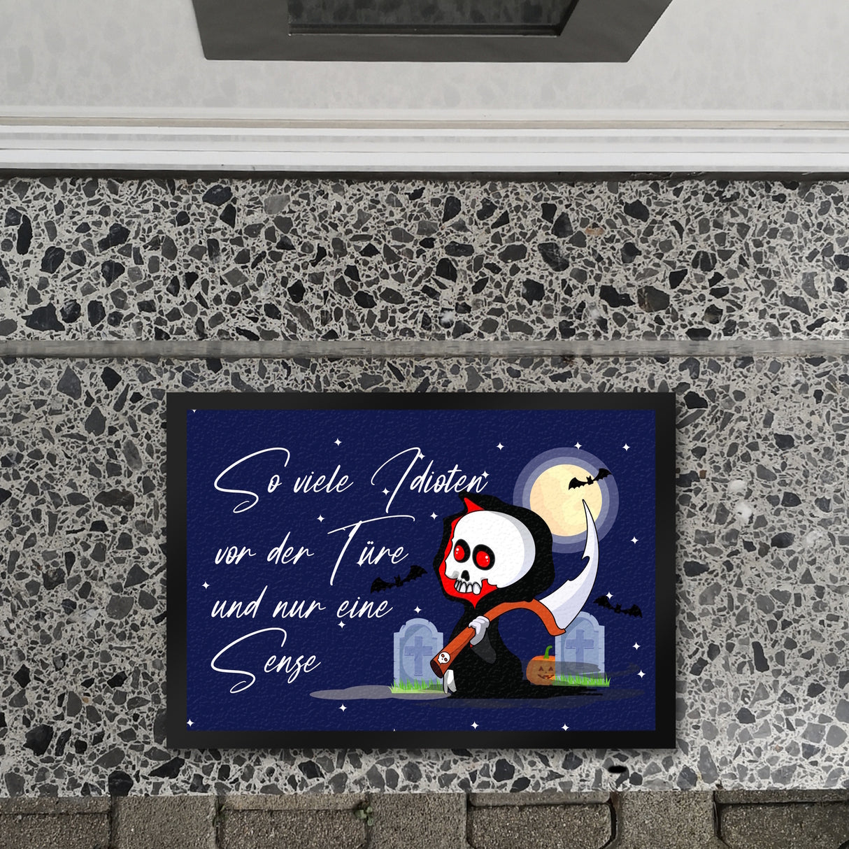 Sensenmann Fußmatte in 35x50 cm mit Spruch