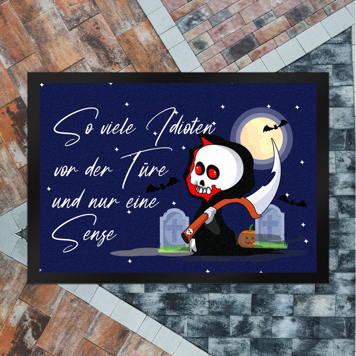Sensenmann Fußmatte in 35x50 cm mit Spruch