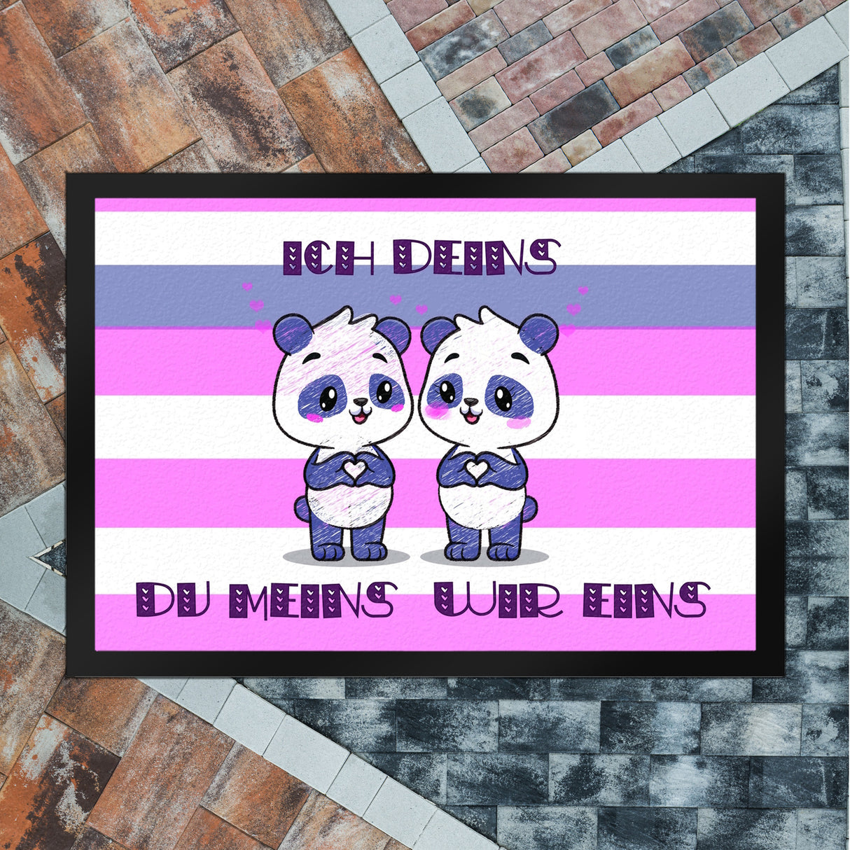 Panda Pärchen Fußmatte in 35x50 cm mit Spruch
