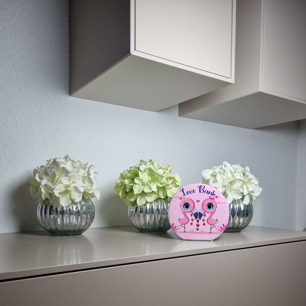 Flamingo Spardose in rosa mit Spruch Love Bank