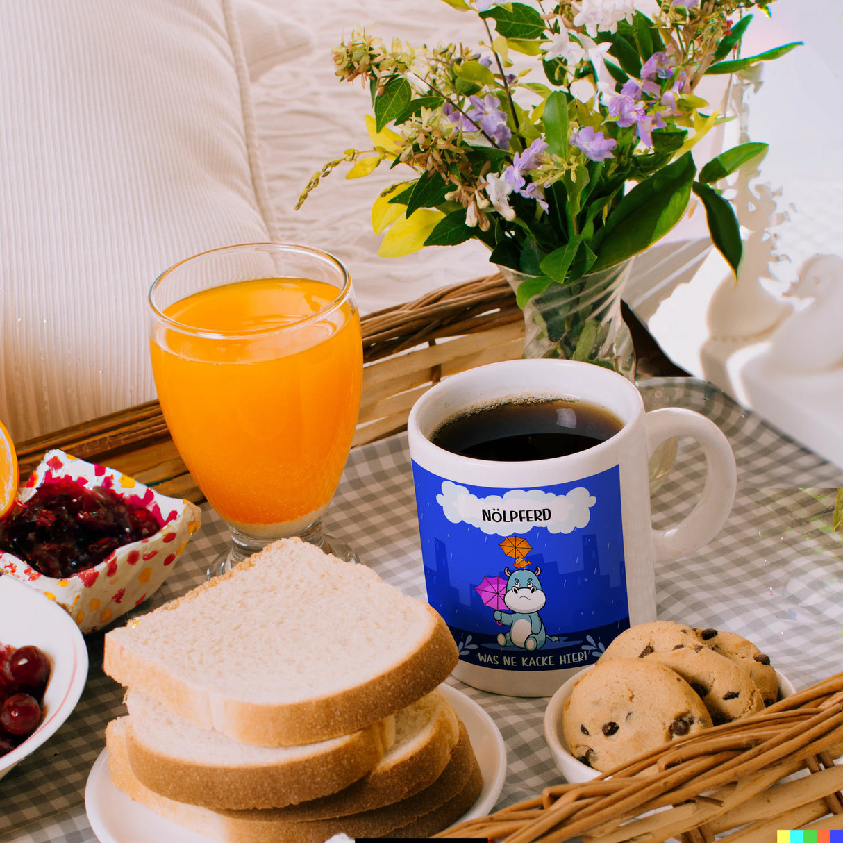 Nilpferd Kaffeebecher mit Spruch Nölpferd Was ne Kacke hier!