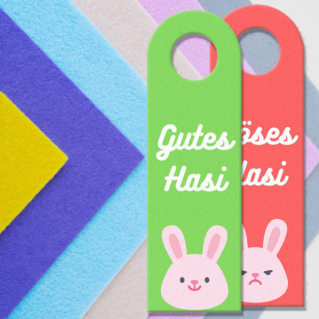 Gutes Hasi - Böses Hasi Hasen Türhänger -grün