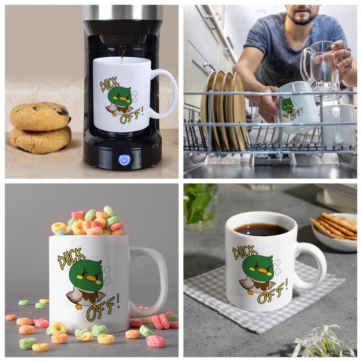 Enten Kaffeebecher mit Spruch DUCK OFF!
